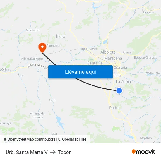 Urb. Santa Marta V to Tocón map