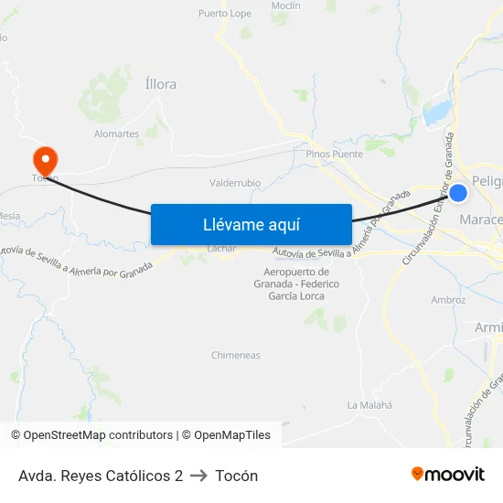 Avda. Reyes Católicos 2 to Tocón map