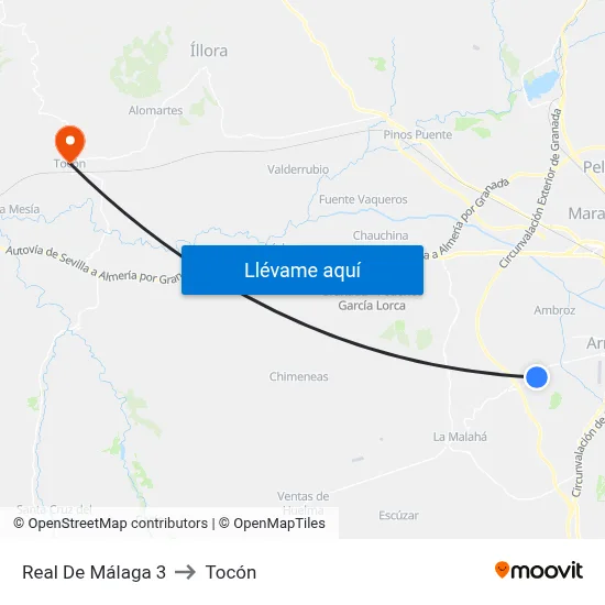 Real De Málaga 3 to Tocón map