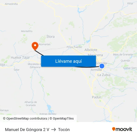 Manuel De Góngora 2 V to Tocón map