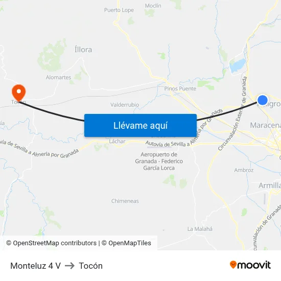 Monteluz 4 V to Tocón map