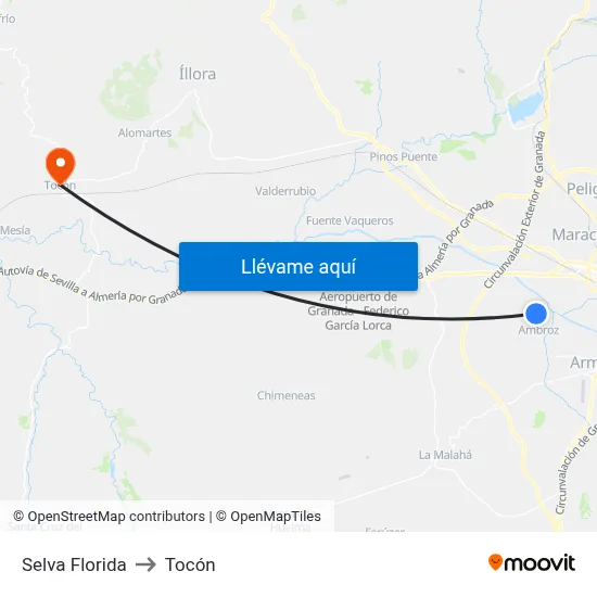 Selva Florida to Tocón map