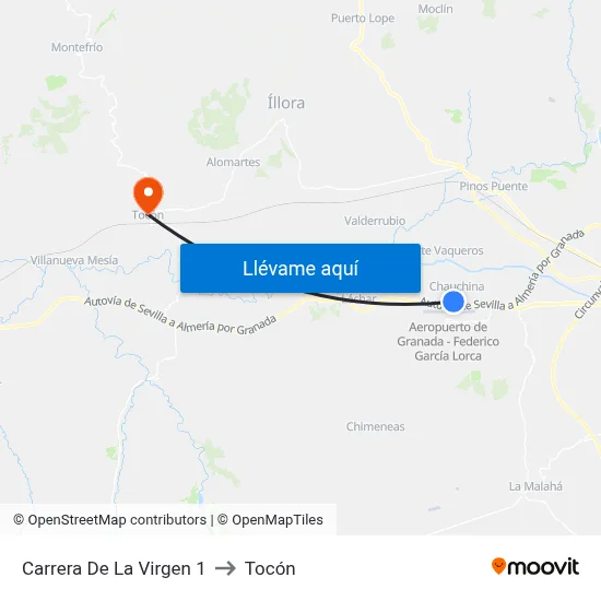Carrera De La Virgen 1 to Tocón map