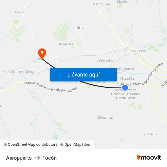Aeropuerto to Tocón map