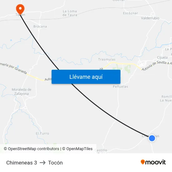 Chimeneas 3 to Tocón map