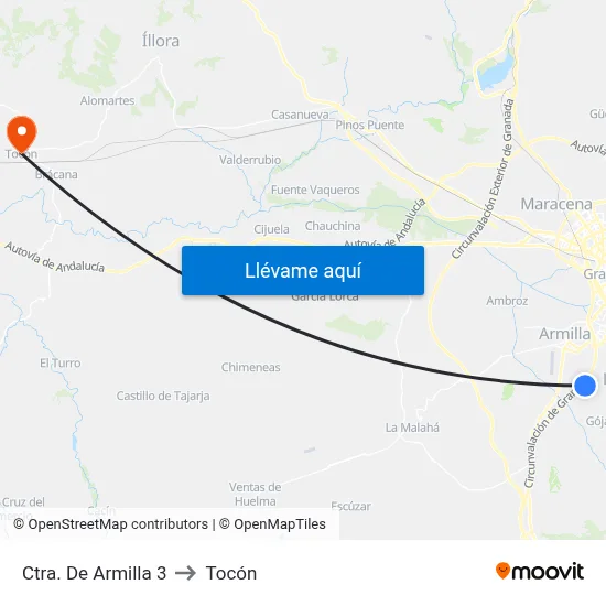 Ctra. De Armilla 3 to Tocón map