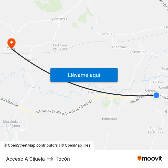 Acceso A Cijuela to Tocón map