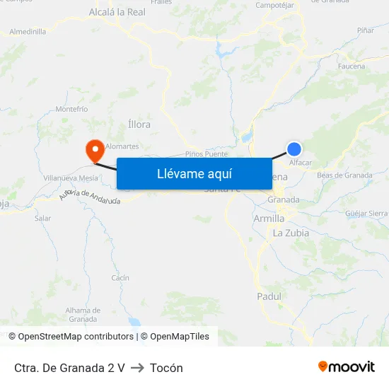 Ctra. De Granada 2 V to Tocón map