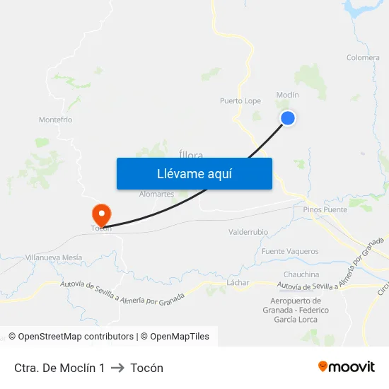 Ctra. De Moclín 1 to Tocón map