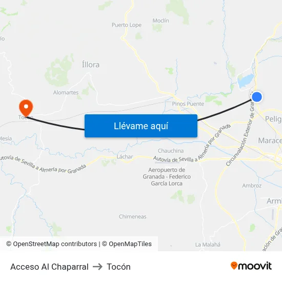 Acceso Al Chaparral to Tocón map