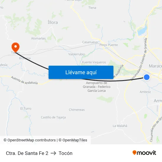 Ctra. De Santa Fe 2 to Tocón map