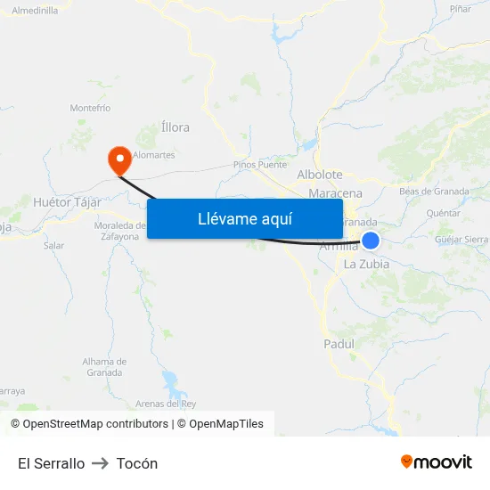 El Serrallo to Tocón map