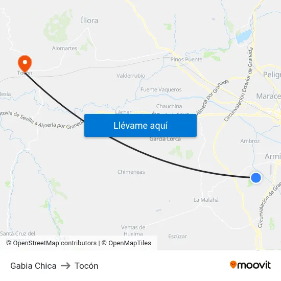 Gabia Chica to Tocón map