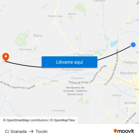 C/ Granada to Tocón map