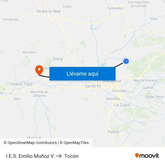 I.E.S. Emilio Muñoz V to Tocón map