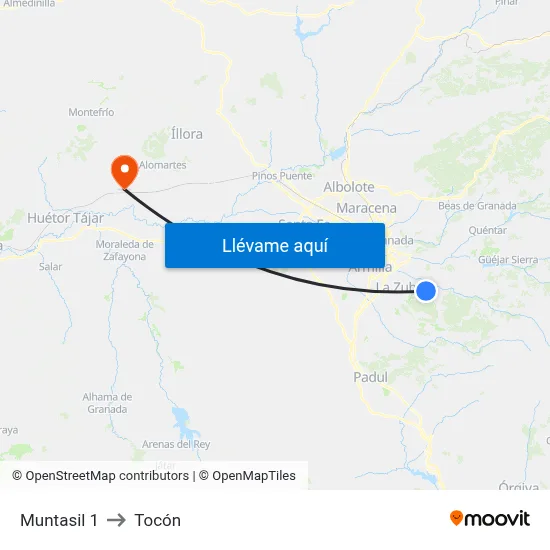 Muntasil 1 to Tocón map