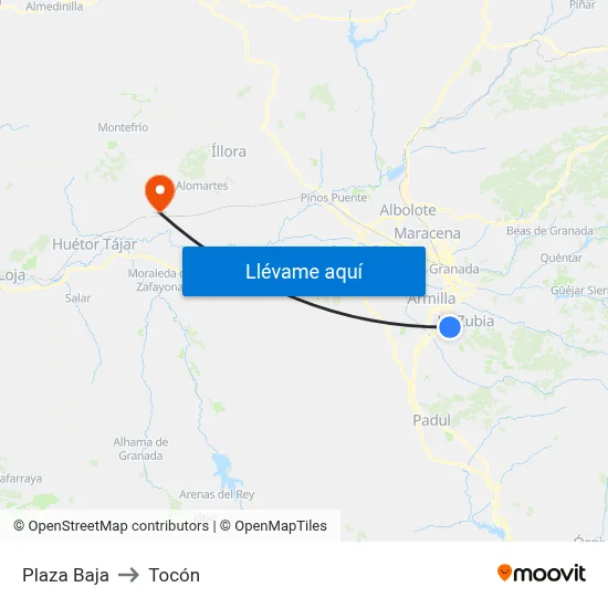 Plaza Baja to Tocón map