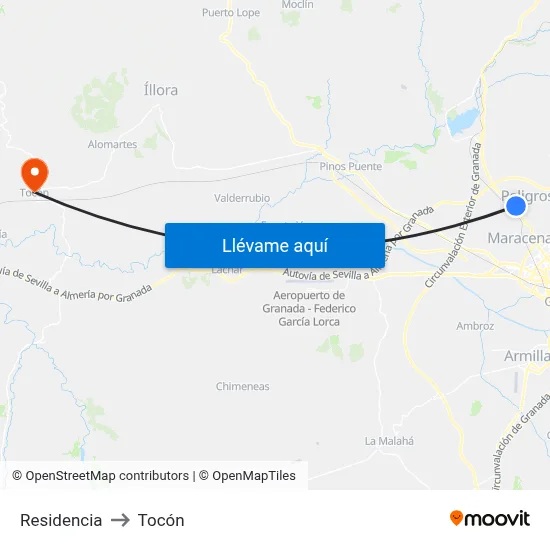 Residencia to Tocón map