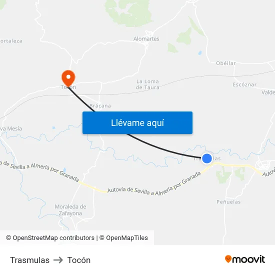 Trasmulas to Tocón map