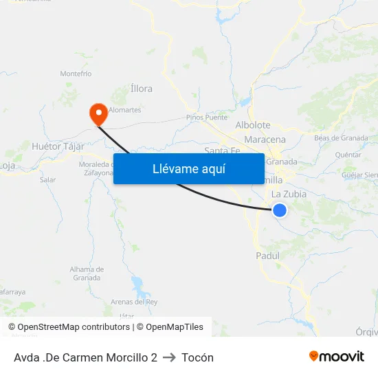 Avda .De Carmen Morcillo 2 to Tocón map
