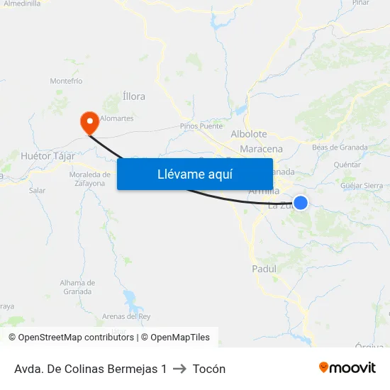 Avda. De Colinas Bermejas 1 to Tocón map