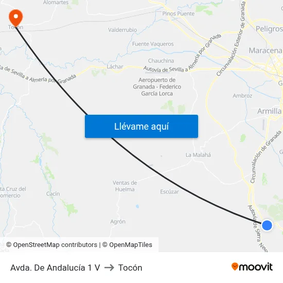 Avda. De Andalucía 1 V to Tocón map