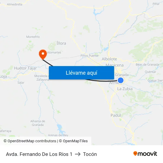 Avda. Fernando De Los Ríos 1 to Tocón map