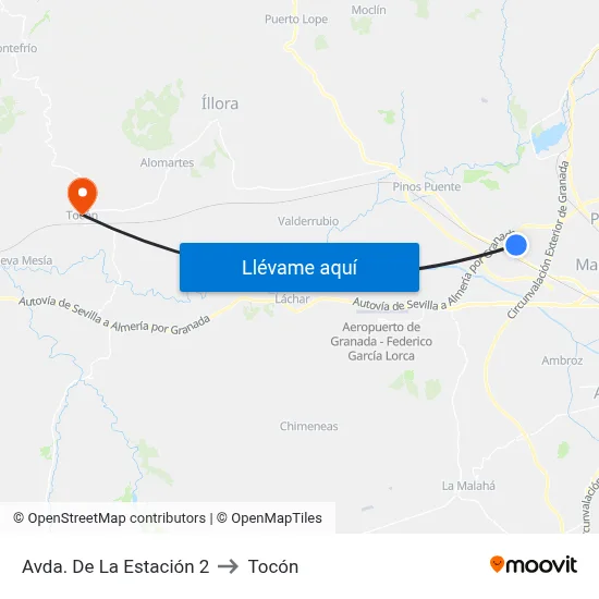 Avda. De La Estación 2 to Tocón map