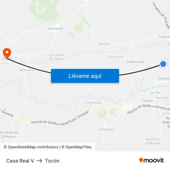 Casa Real V to Tocón map