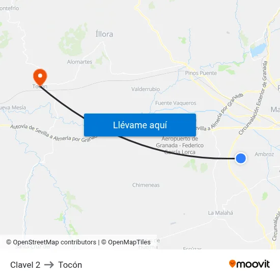 Clavel 2 to Tocón map