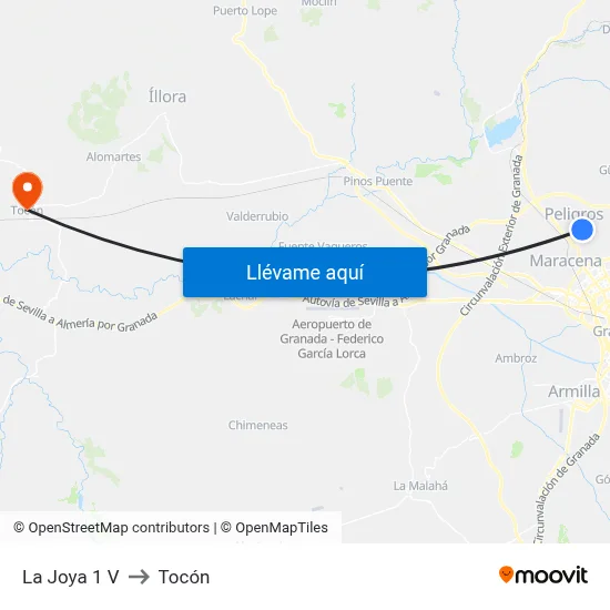 La Joya 1 V to Tocón map