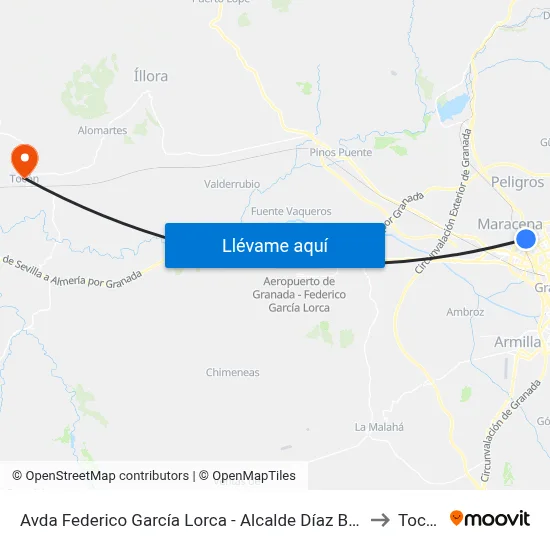 Avda Federico García Lorca - Alcalde Díaz Berbel to Tocón map