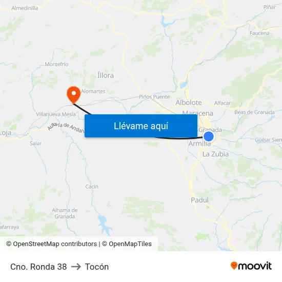 Cno. Ronda 38 to Tocón map