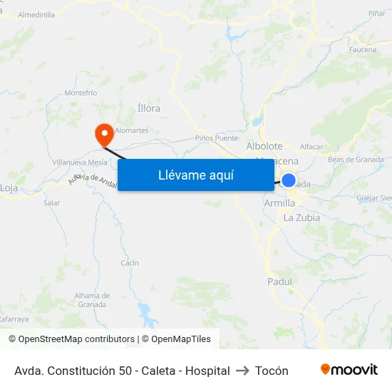 Avda. Constitución 50 - Caleta - Hospital to Tocón map