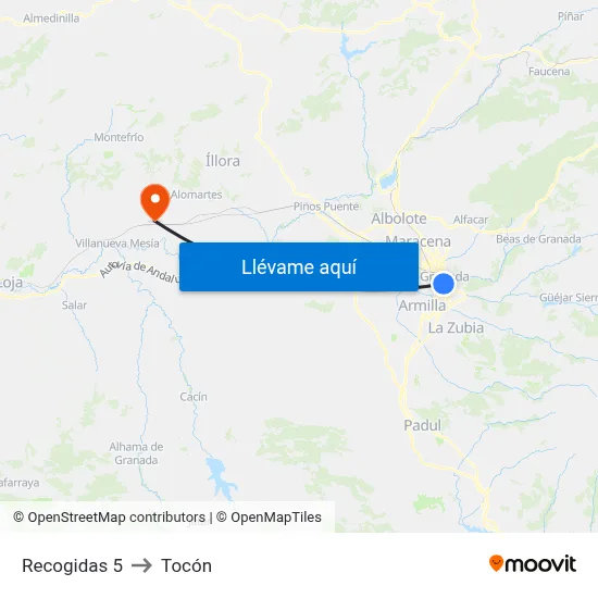 Recogidas 5 to Tocón map