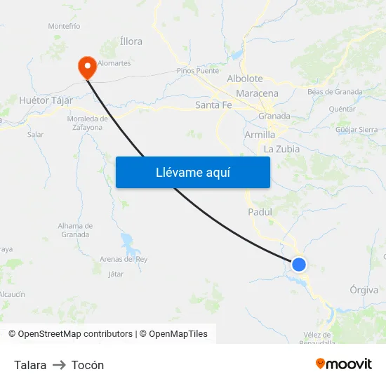 Talara to Tocón map