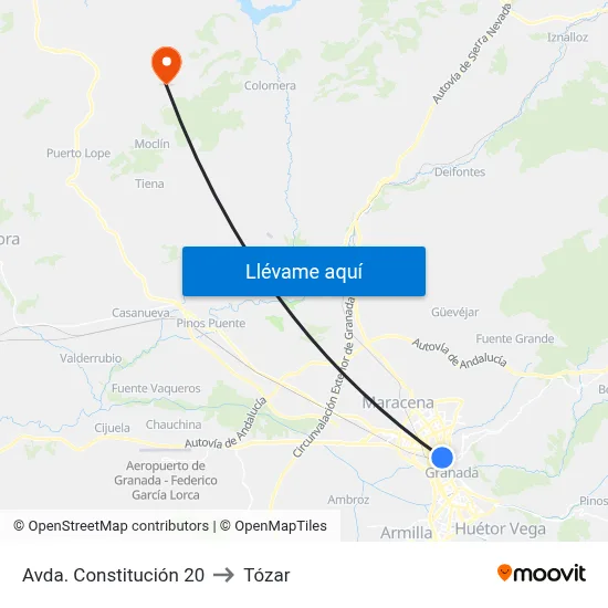 Avda. Constitución 20 to Tózar map