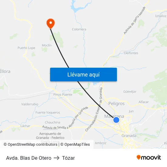Avda. Blas De Otero to Tózar map
