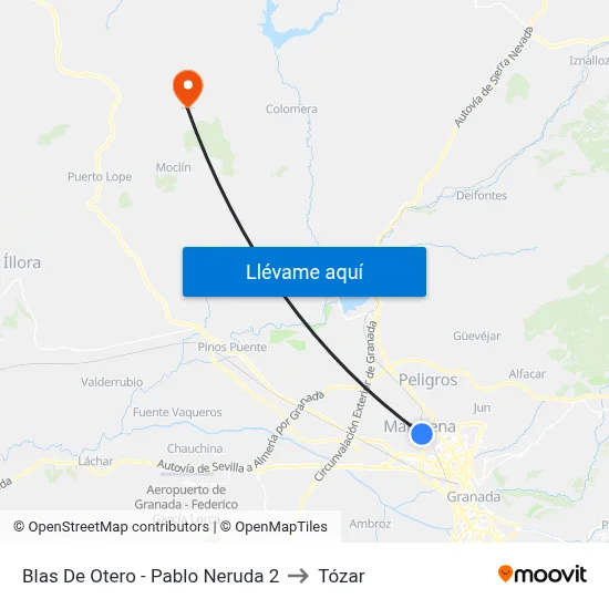Blas De Otero - Pablo Neruda 2 to Tózar map