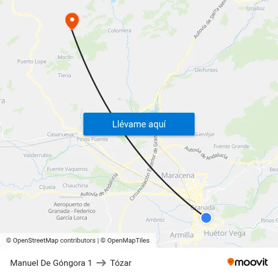 Manuel De Góngora 1 to Tózar map