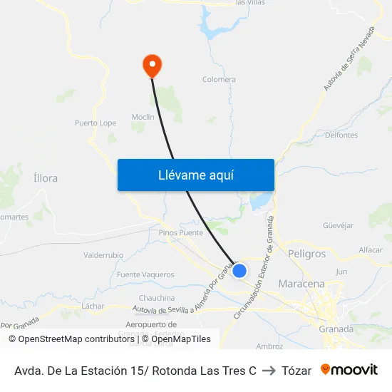 Avda. De La Estación 15/ Rotonda Las Tres C to Tózar map