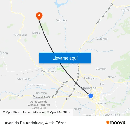Avenida De Andalucía, 4 to Tózar map