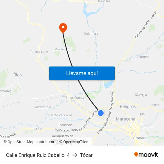 Calle Enrique Ruiz Cabello, 4 to Tózar map