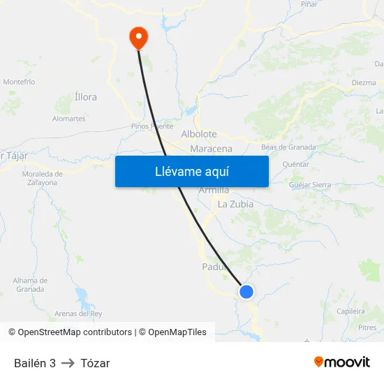 Bailén 3 to Tózar map