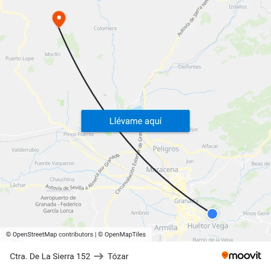 Ctra. De La Sierra 152 to Tózar map