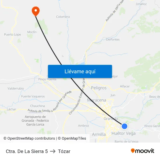 Ctra. De La Sierra 5 to Tózar map