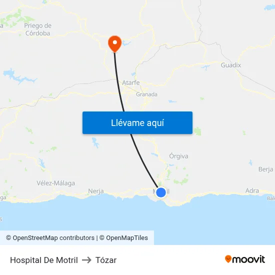 Hospital De Motril to Tózar map