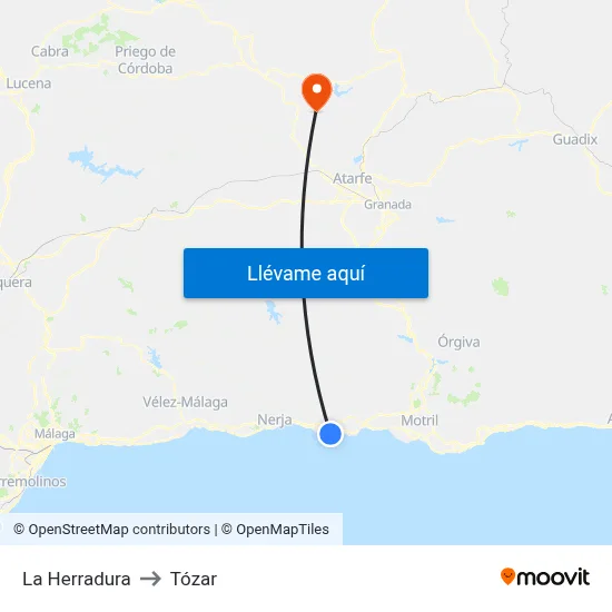 La Herradura to Tózar map
