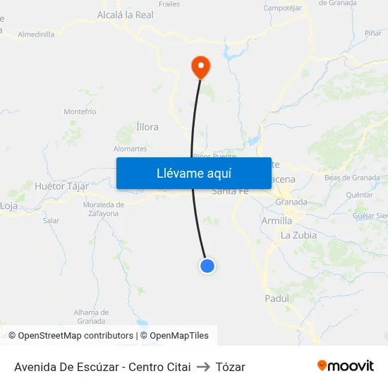 Avenida De Escúzar - Centro Citai to Tózar map