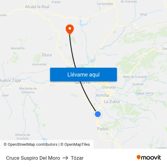 Cruce Suspiro Del Moro to Tózar map